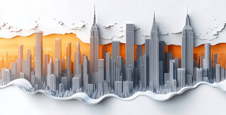 Cityscape with reflectionの素材