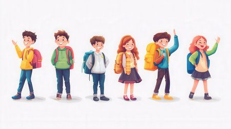 Students with backpacksの素材