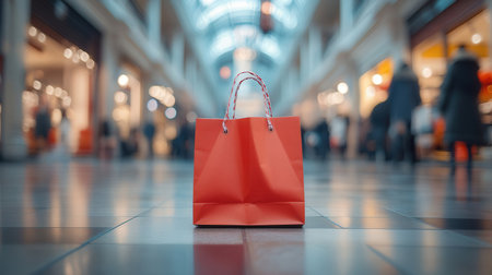 Shopping scene with red bagの素材