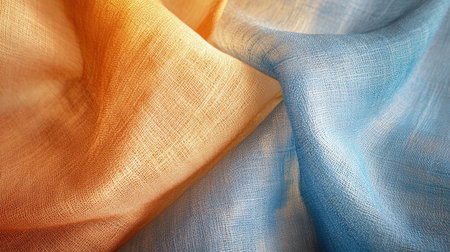 Orange and blue fabric with textureの素材