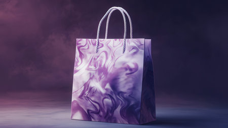 Purple shopping bag with minimalist backgroundの素材
