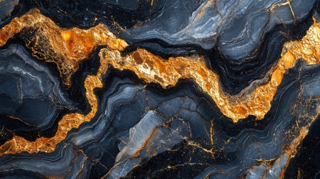 Abstract black marble with gold veins textureの素材