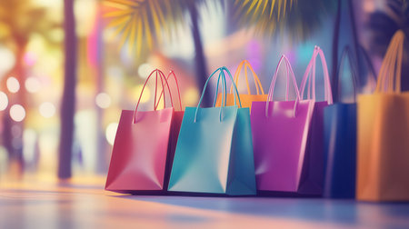 Colorful shopping bags with various colorsの素材