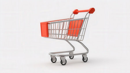 shopping cart with white backgroundの素材
