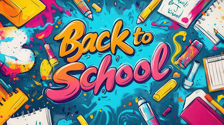 Back to School pattern with stationeryの素材