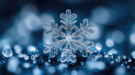 Snowflake with blue backgroundの素材