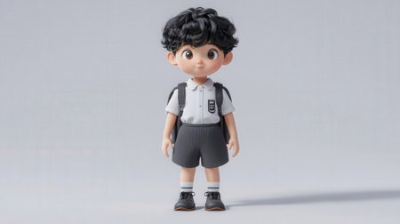 Cartoon student with uniformの素材