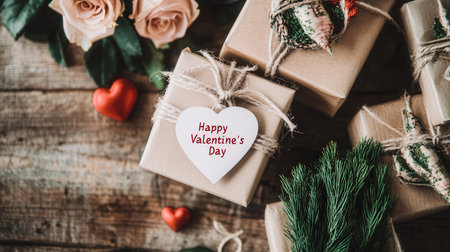 Valentine's Day gifts with heart decorの素材