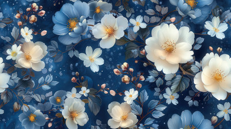 Blue floral arrangement with detailed petalsの素材