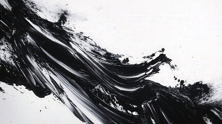 Black ink waves with white backgroundの素材