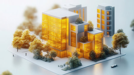 Modern house with treesの素材