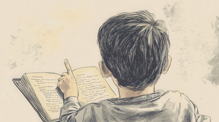 Boy with book backgroundの素材