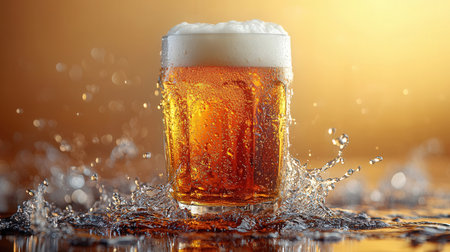 Beer with water splashの素材