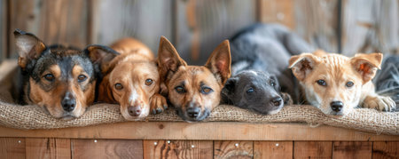 Colorful dogs with minimalist backgroundの素材