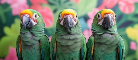 Parrots with green backgroundの素材