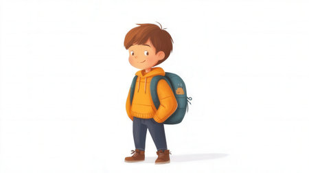 Cartoon student with backpackの素材