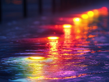 Rain drops on the street, shallow depth of field. Abstract background.の素材