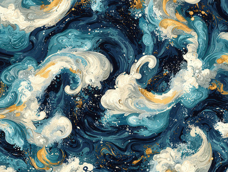 Marbled blue and gold abstract background. Liquid marble pattern. Vector illustration.の素材