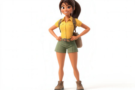 Asian woman with backpack on white background. Back to school concept.の素材