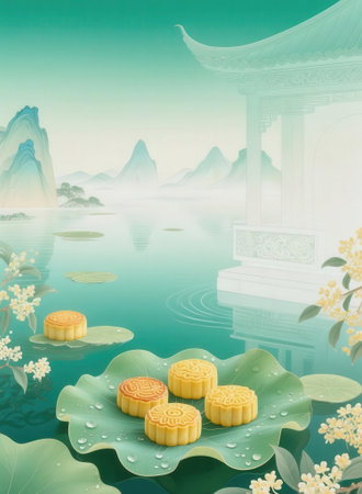 Mid-Autumn Festival of the Mooncake, Chinese traditional cakeの素材