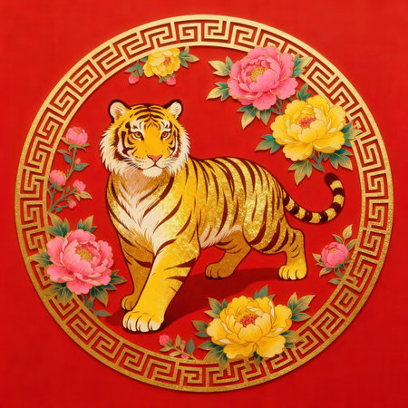 Chinese new year 2022 - year of the tiger. Lunar new yearの素材