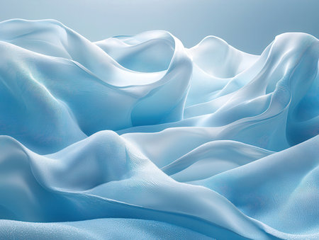 abstract blue background with smooth wavy silk or satin textureの素材