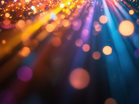 abstract background with colorful bokeh defocused lights and starsの素材