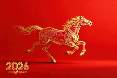 Happy new year. Chinese New Year of the Horse. Vector illustrationの素材