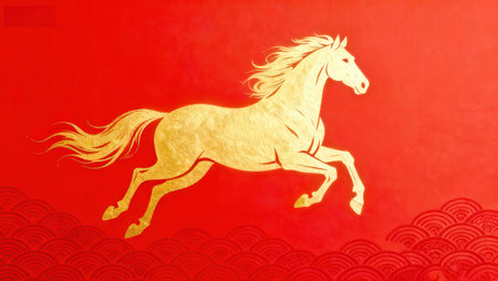 Horse New Year's card Zodiac icon background paper-cutの素材