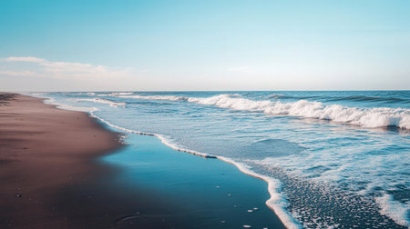 Beautiful seascape with sea and blue sky. Nature backgroundの素材