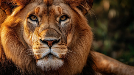 Close-up portrait of lion in Kruger National Park, South Africa; Specie Panthera leo family of Felidaeの素材