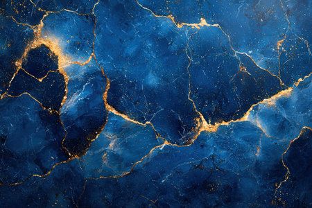 Blue marble texture with gold veins. Abstract background and texture for design.の素材