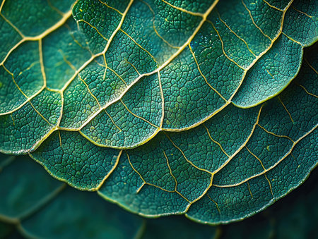 Green leaf macro close up. Natural background and texture for design.の素材