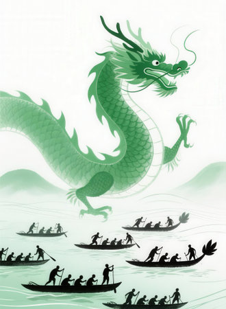Dragon boat festival, chinese dragon boat festival, vector illustration.の素材