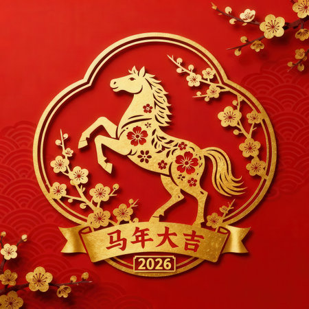 Happy Chinese New Year 2020 year of the Horse. Lunar new yearの素材