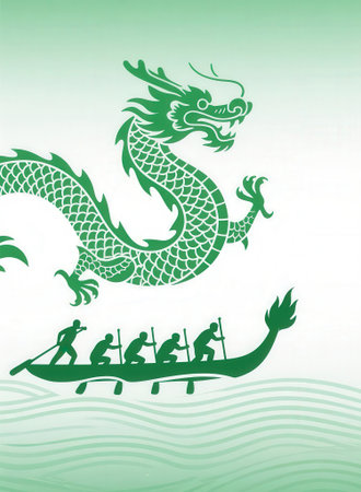 Dragon boat racing vector illustration. Suitable for greeting card, poster and banner.の素材