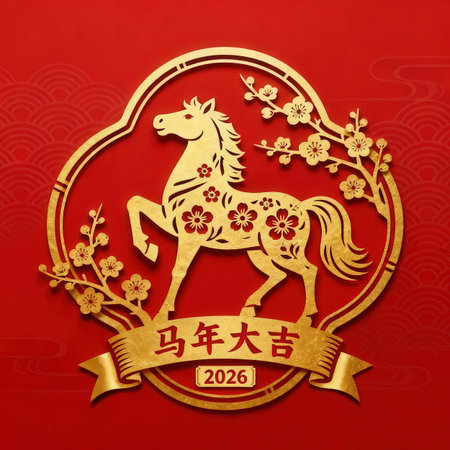 Happy Chinese New Year 2020 year of the Horse. Lunar New Yearの素材