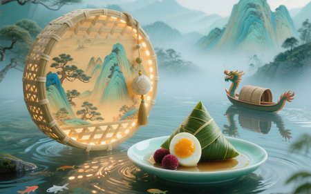 Dragon Boat Festival in Zongzi, rice dumplings and rice cakeの素材