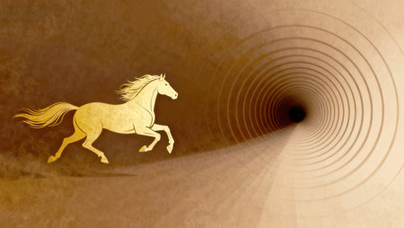 Horse running in a tunnel. Illustration for your design.の素材