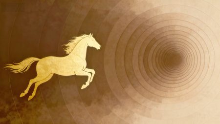 Horse silhouette on a grunge background with space for your textの素材