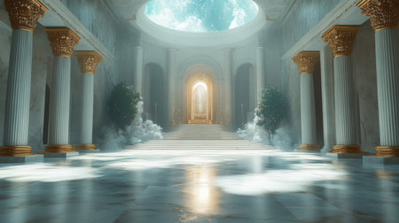 Mysterious Hallway in the Middle of the Temple. 3D Renderの素材