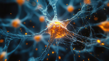 3d illustration of neuron cell, brain cell, neurons, nervous systemの素材