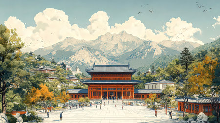 Korean traditional architecture in Gyeongbokgung, South Koreaの素材