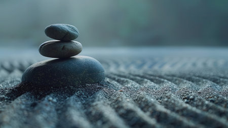 zen stones on the sand, zen concept, harmony and balanceの素材