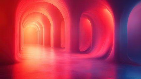3d render, abstract background with neon lights, tunnel, corridor, corridorの素材