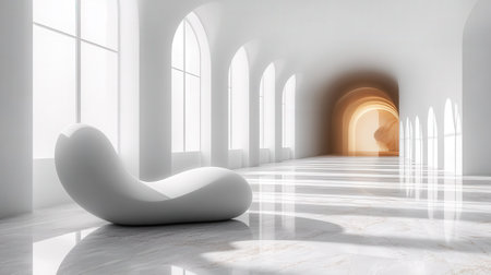 White empty room with a window and a chair. 3d renderingの素材