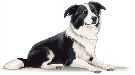 Border Collie dog isolated on a white background. Vector illustration.の素材
