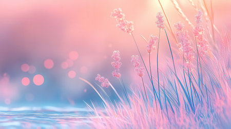 pink grass with bokeh light background, abstract nature backgroundの素材