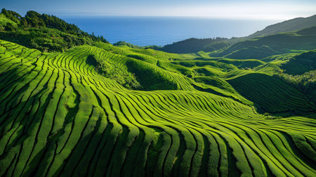 Tea Plantation in Cameron Highlands, Malaysia. The tea plantation is one of the most popular tourist attractions in Malaysia.の素材