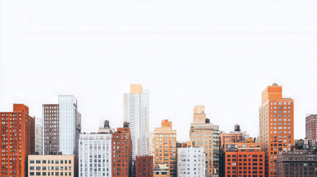 Cityscape of New York city on white background. 3D renderingの素材